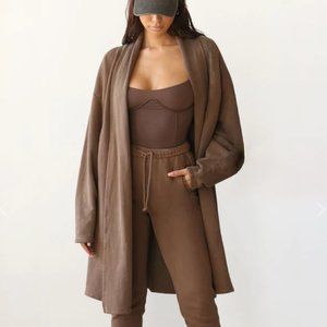 Joah Brown Oversized Cardigan in Cocoa French Terry Size S/M